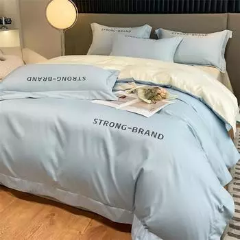 Комплект из четырех предметов из длинноволокнистого хлопка Синьцзян плотностью 160, состоящий из легких роскошных простыней из чистого хлопка высокого качества с вышивкой, натяжных простыней и пододеяльников 1.2m bed sheet model-3PCS