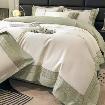 Комплект из четырех предметов из длинноволокнистого хлопка класса А, простыня из чистого хлопка с высокой плотностью и вышивкой, пододеяльник, простыня, пододеяльник 1.2m bed sheet model-3PCS