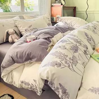 Комплект из четырех предметов из хлопка, кровать из чистого хлопка, пододеяльник, простыня, комплект из трех предметов для спальни, постельное белье 1.2m bed