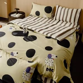 Комплект из четырех предметов из хлопка в европейском, американском и скандинавском стиле, постельное белье, пододеяльник, простыня, комплект из трех предметов из чистого хлопка 1.2m bed