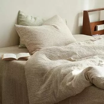 Комплект из четырех предметов из хлопковой пряжи двойного слоя Wabi-Sandy Wind, класс A для матери и ребенка, 100% чистый хлопок, жатая пряжа, трехслойная пряжа, супермягкая текстура 1.5m bed 4pc quilt 2*2.3mbed sheet