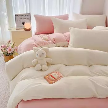 Комплект из четырех предметов из молочного флиса, утепленные простыни, комплект из трех предметов 1.2m bed