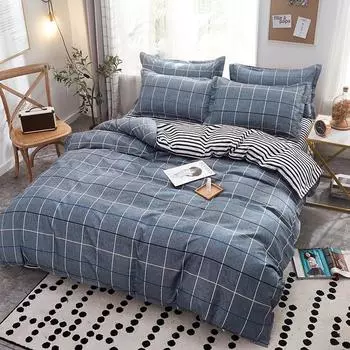 Комплект из четырех предметов из стираного хлопка, весенние и осенние пододеяльники, простыни, одинарные комплекты постельного белья из трех предметов 1.2m