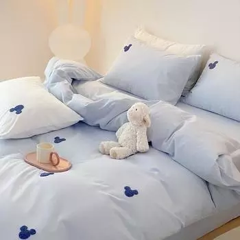 Комплект из четырех предметов из стираного хлопка, постельное белье из чистого хлопка, пододеяльник, комплект из трех предметов из простыни 1.2m bed