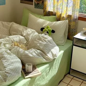 Комплект из четырех предметов из стираного хлопка ярких цветов, пододеяльник из трех предметов из чистого хлопка 0.9m bed sheet 3pcs