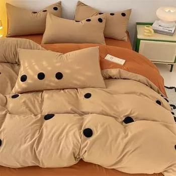 Комплект из четырех предметов из стираного хлопка, простыня, пододеяльник, трехкомпонентный пододеяльник 1.2m bed