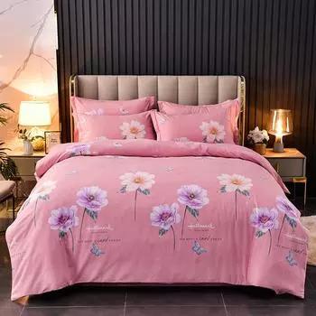 Комплект из четырех предметов из утолщенного хлопка, простыня из чистого хлопка, пододеяльник, комплект из трех предметов для общежития, постельное белье 1.2m bed