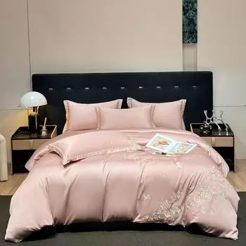 Комплект из четырех предметов из вышитого ледяного шелка и тенселя Snow Lotus Cool Quilt Cover, простыня 1.5m bed