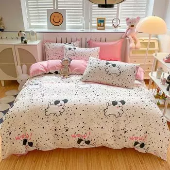 Комплект из четырех предметов: кровать с цветочным узором, комплект из стираных одеял, комплект из трех предметов для одноместной спальни 1.2m bed