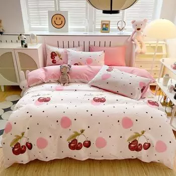 Комплект из четырех предметов: кровать с цветочным узором, комплект из стираных одеял, комплект из трех предметов для одноместной спальни 1.2m bed