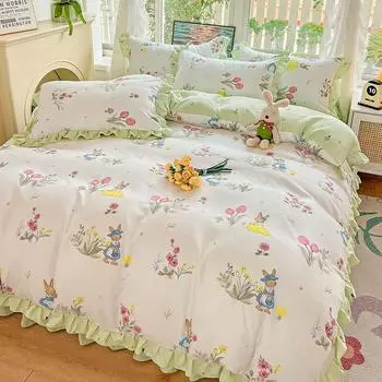 Комплект из четырех предметов, кружевное одеяло с пудрой, постельное белье, подзор для кровати, комплект из трех предметов с изображением принцессы и девочки 1.8m bed