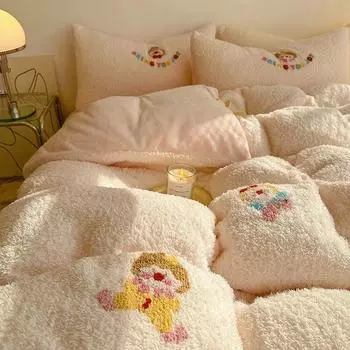 Комплект из четырех предметов с рисунком, утолщенное одеяло, простыня, постельное белье 1.2m bed