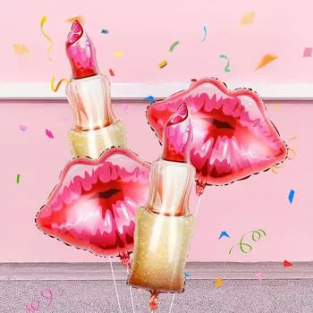 Комплект из четырех предметов: Воздушные шары в виде помады и воздушные шары в виде губ - идеально подходят для свадеб, свадебных вечеринок, дней рождения, Дня святого Валентина, годовщин розовый