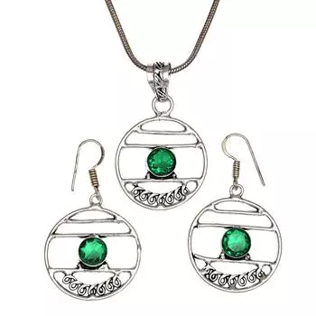 Комплект из диопсида, хромированные драгоценные камни, ожерелье, кулон, этнический стиль, 18-20 дюймов