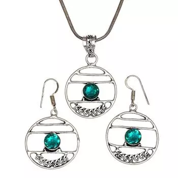 Комплект из диопсида, хромированные драгоценные камни, ожерелье, кулон, этнический стиль, 18-20 дюймов