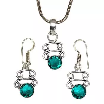 Комплект из диопсида, хромированные драгоценные камни, ожерелье, кулон, этнический стиль, 18-20 дюймов
