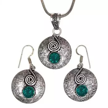 Комплект из диопсида, хромированные драгоценные камни, ожерелье, кулон, этнический стиль, 18-20 дюймов