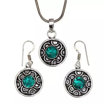 Комплект из диопсида, хромированные драгоценные камни, ожерелье, кулон, этнический стиль, 18-20 дюймов