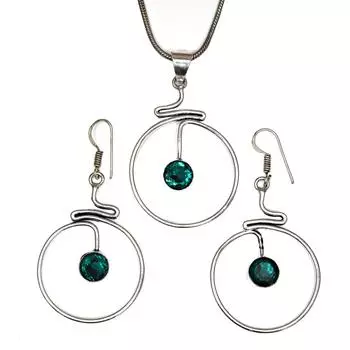 Комплект из диопсида, хромированные драгоценные камни, ожерелье, кулон, этнический стиль, 18-20 дюймов