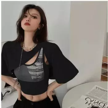 Комплект из двух блузок Летний Сексуальный Джаз Джаз-танец Black (including inner wear) M