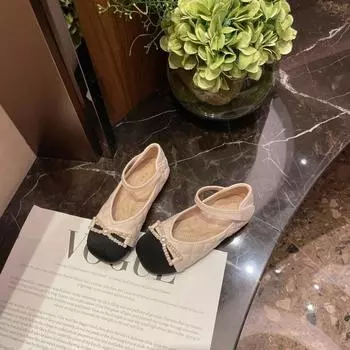 Комплект из двух частей для девочек. Весной новые маленькие заостренные кожаные туфли в корейском стиле с бантом принцессы в иностранном стиле. Туфли-бобы 23 абрикосовый