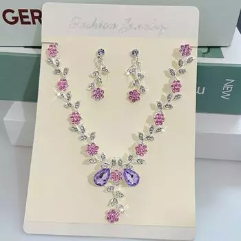 Комплект из двух частей ожерелья и серег, свадебные украшения, полный комплект из бриллиантов