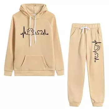 Комплект из двух предметов для бега для женщин, толстовка, новый женский спортивный костюм с капюшоном, модный повседневный костюм, удобный, качественный, на шнурке S