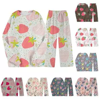 Комплект из двух предметов для взрослых, топ с круглым вырезом и длинными рукавами, эластичные брюки, пижамный комплект, костюм для отдыха L бежевый