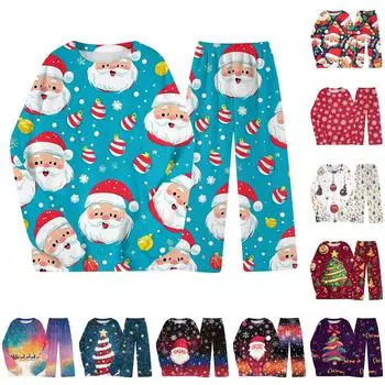 Комплект из двух предметов для взрослых, топ с круглым вырезом и длинными рукавами, эластичные брюки, пижамный комплект, костюм для отдыха L красный