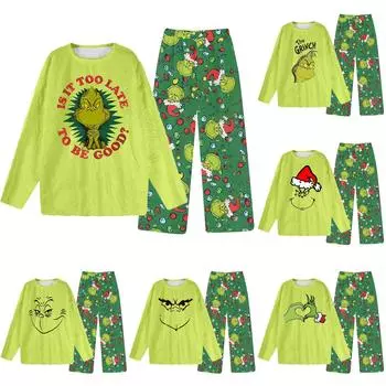 Комплект из двух предметов для взрослых, топ с круглым вырезом и длинными рукавами, эластичные брюки, пижамный комплект, костюм для отдыха L