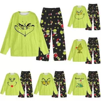 Комплект из двух предметов для взрослых, топ с круглым вырезом и длинными рукавами, эластичные брюки, пижамный комплект, костюм для отдыха L