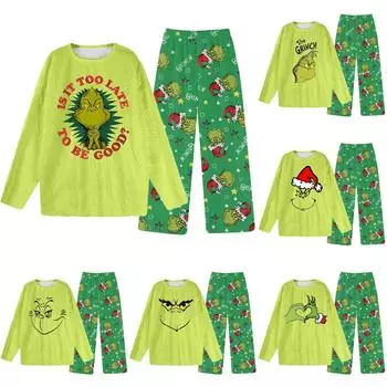 Комплект из двух предметов для взрослых, топ с круглым вырезом и длинными рукавами, эластичные брюки, пижамный комплект, костюм для отдыха XL