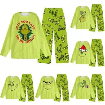 Комплект из двух предметов для взрослых, топ с круглым вырезом и длинными рукавами, эластичные брюки, пижамный комплект, костюм для отдыха M