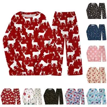 Комплект из двух предметов для взрослых, топ с круглым вырезом и длинными рукавами, эластичные брюки, пижамный комплект, костюм для отдыха S чёрный