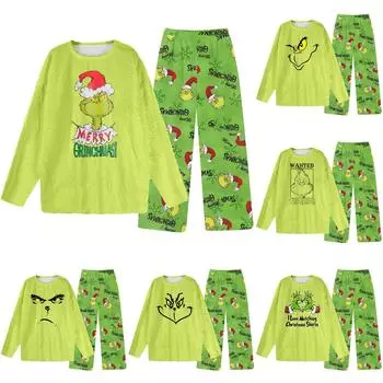 Комплект из двух предметов для взрослых, топ с круглым вырезом и длинными рукавами, эластичные брюки, пижамный комплект, костюм для отдыха S