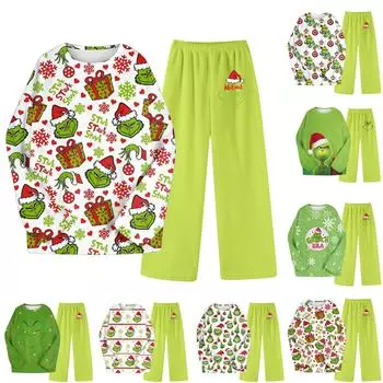 Комплект из двух предметов для взрослых, топ с круглым вырезом и длинными рукавами, эластичные брюки, пижамный комплект, костюм для отдыха S