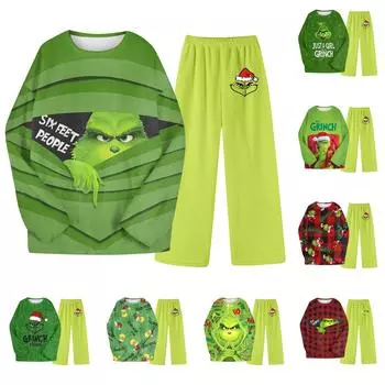 Комплект из двух предметов для взрослых, топ с круглым вырезом и длинными рукавами, эластичные брюки, пижамный комплект, костюм для отдыха M