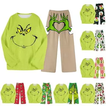 Комплект из двух предметов для взрослых, топ с круглым вырезом и длинными рукавами, эластичные брюки, пижамный комплект, костюм для отдыха XL чёрный