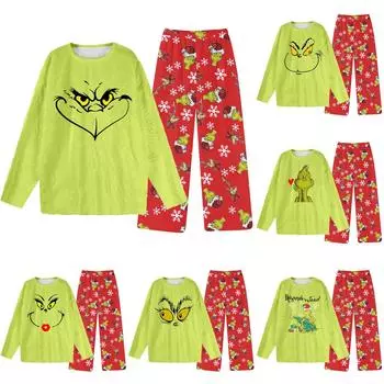 Комплект из двух предметов для взрослых, топ с круглым вырезом и длинными рукавами, эластичные брюки, пижамный комплект, костюм для отдыха L