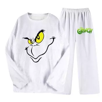 Комплект из двух предметов для взрослых, топ с круглым вырезом и длинными рукавами, эластичные брюки, пижамный комплект, костюм для отдыха S красный