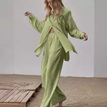 Комплект из двух предметов, комплекты с широкими брюками, женские модные свободные повседневные рубашки, женский костюм, женская одежда XXL чёрный