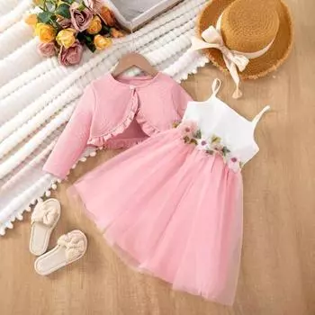 Комплект из двух предметов: платье принцессы для девочек, стильный наряд в стиле твида 100