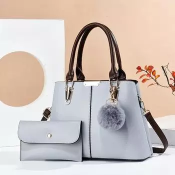 Комплект из двух предметов женская сумка и кошелек большая вместительная сумка-мессенджер на одно плечо модная повседневная кожаная женская сумка