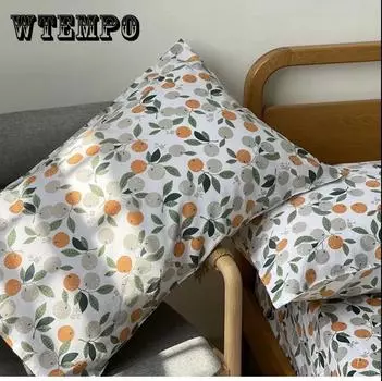 Комплект из двух саржевых хлопковых наволочек в пасторальном стиле с цветочным рисунком, основной комплект постельного белья для двуспальной кровати