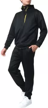 Комплект из джерси, верх и низ, одежда для бега, сшитая на заказ, впитывающая пот, быстросохнущая, черная x черная LL [Tartex] для мужчин, размер M-5L