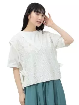 Комплект из кружевного жилета и пуловера БЕСПЛАТНО [Beams Heart] S/S_TEE для женщин OFF_WHT