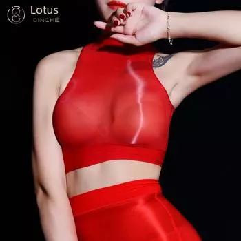 Комплект из маслянистых прозрачных чулок и бесшовного корректирующего жилета Qinghe 912 912 Needle Oily Vest