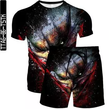 Комплект из мужских футболок с 3D-принтом, летняя футболка с короткими рукавами и круглым воротником, повседневный комплект из мужской одежды для активного отдыха в стиле 3D S