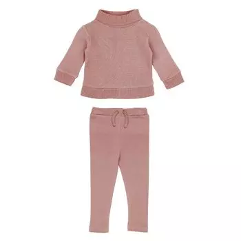 Комплект из органического пике, свитера и брюк, сиреневый [L ovedbaby], воротник-стойка и длина 12–18 м
