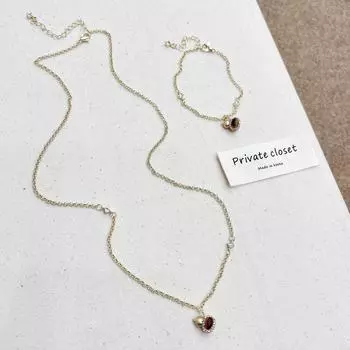 Комплект из ожерелья и браслета с розово-красным тигровым глазом 2024 г.: Легкая роскошная высококачественная цепочка для свитера для женщин N1364 Tiger Eye Gourd Necklace красный